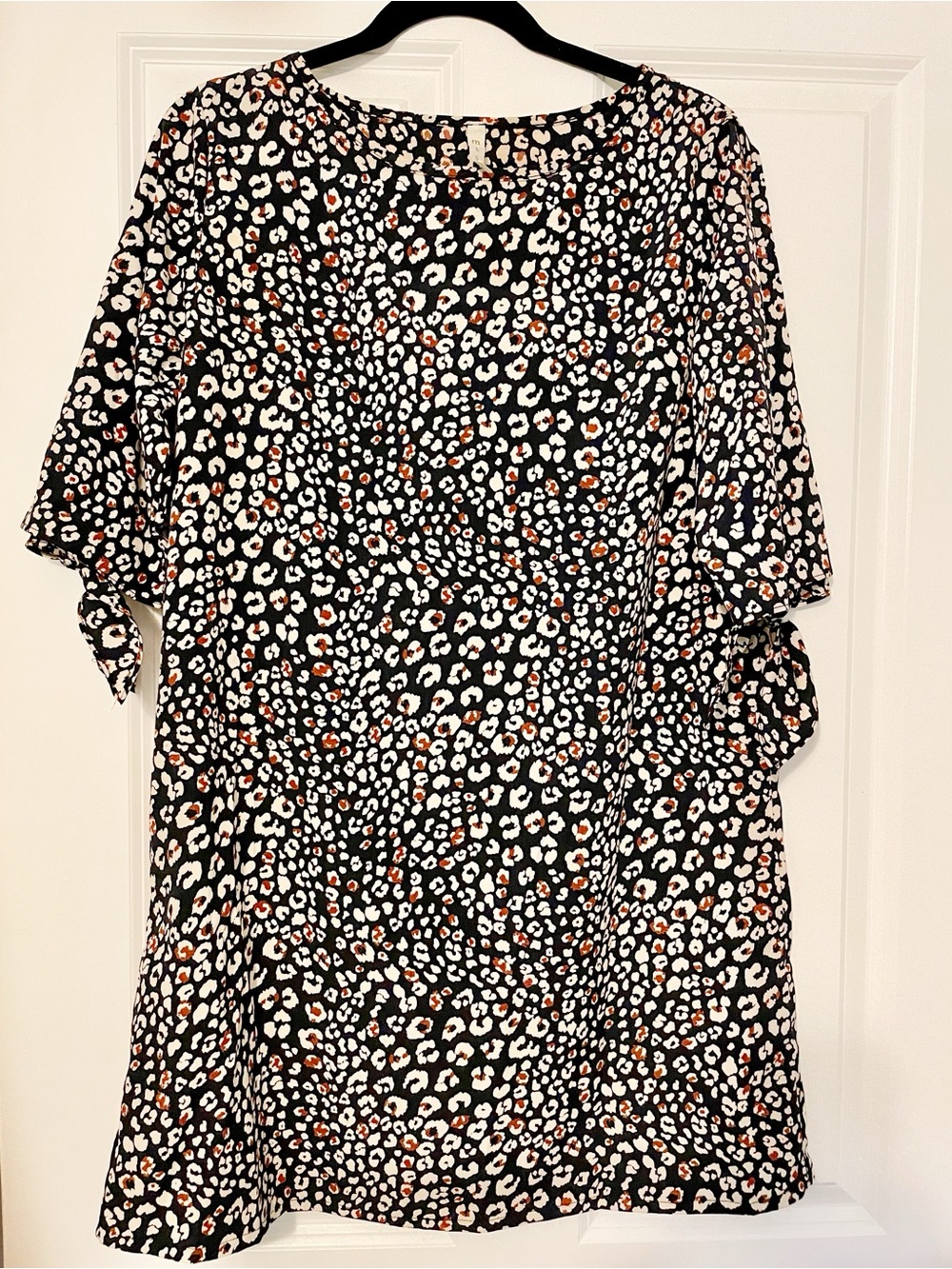 mts Black Animal Print Mini Dress with Ivory and Rust Spots